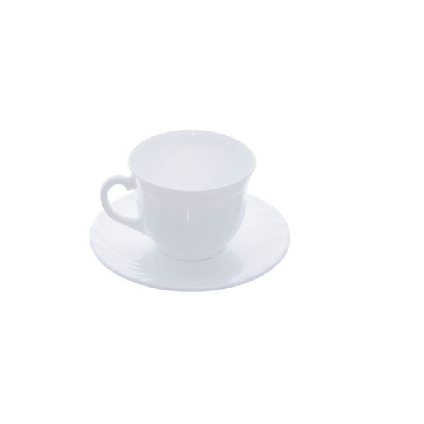 White Cup and Saucer Set - 6 Pieces (220 ml)