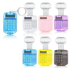 24 Pcs Calculator Key Ring for Kids 8 Digit Electronic Calculator