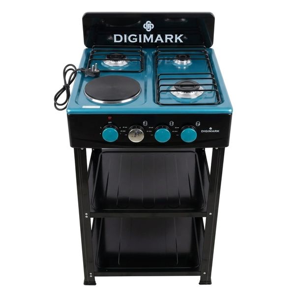 Digimark - 3-Burner Gas Cooker &amp; 1-Electric Hotplate with Stand - DGME701