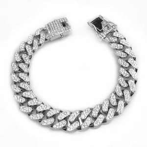 Iced Out Silver Cuban Link Bracelet