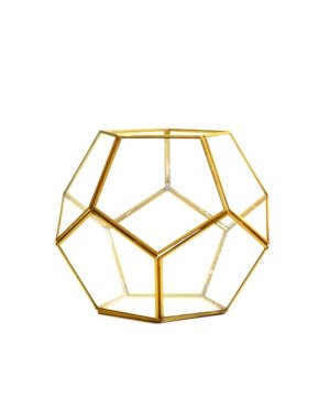 Decorative Geometric Glass Terrarium-Gold Finish
