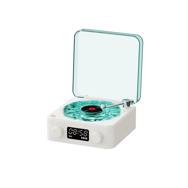 The Waves Portable Vinyl Speaker w/ Adjustable Light (White, Bedroom/Party)