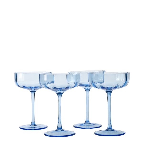 George &amp; Mason - Riviera 4 Pack Crystal Cocktail Glasses - Blue