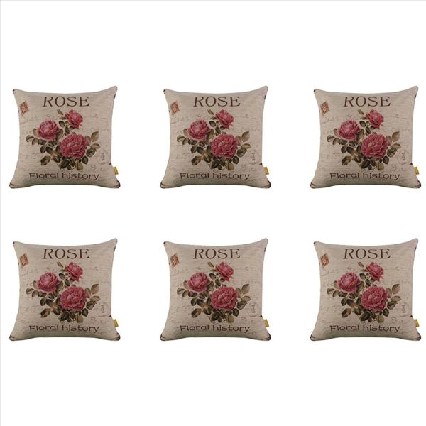 Flax Decorative Throw Pillow Case Cushion Cover Home Sofa(3 Roses)