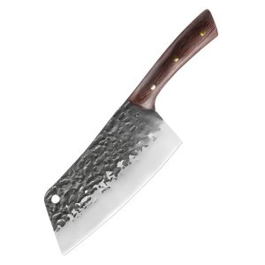Sharp Stainless Steel Chef's Cleaver Knife with Wooden Handle - Grey