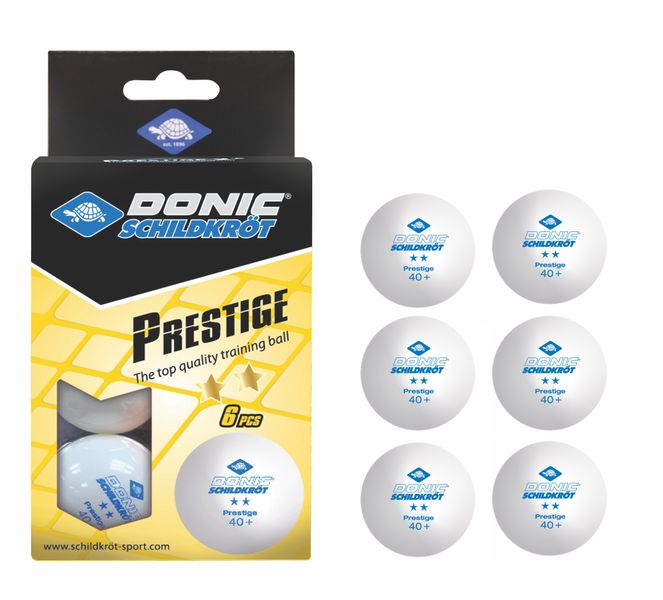 Donic-Schildkröt Table Tennis Balls Prestige 2-Star White - 6 pieces
