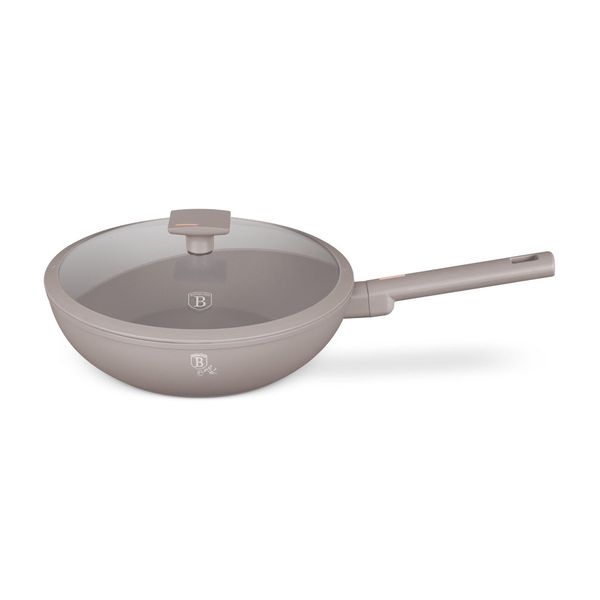 Berlinger Haus 28cm Titan Pro Non-Stick Wok with Lid - Taupe