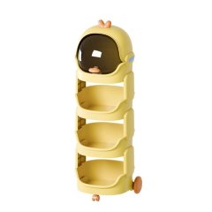 4-Layer Moveable Storage Organizer Trolley Rack with Flip Lid &amp; Wheels