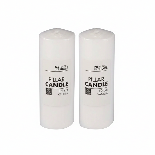 No Place Like Home Scented White Pillar Candle 19x7 cm - 2 Pack