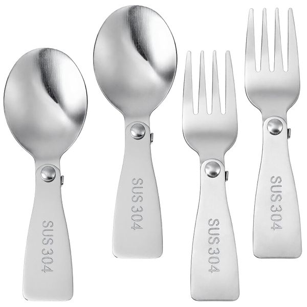 4Piece Stainless Steel Folding Spoon and Fork Set