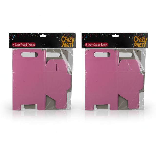 Crazy Party 6 Piece Pink Snack Box with Compartments for Parties - 2 Pack