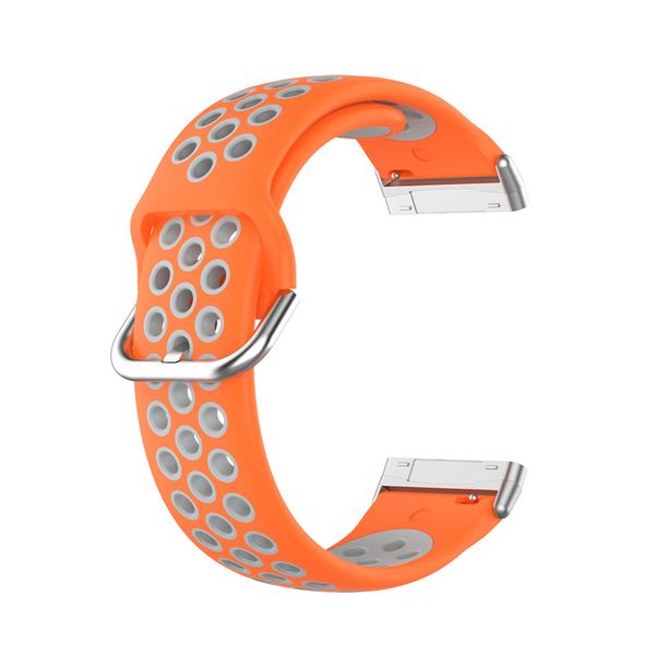 Silicone Sports Strap for Fitbit Versa 3 / Versa 4 -Orange &amp; Grey