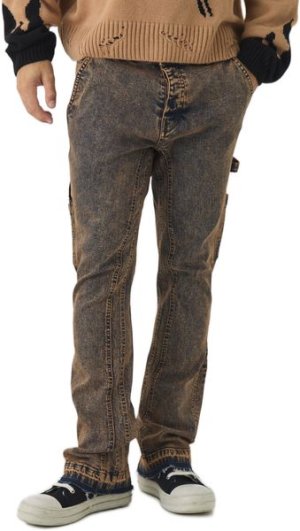 boohooMAN - Men's Stretch Skinny Detail Carpenter Jeans - Vintage Blue