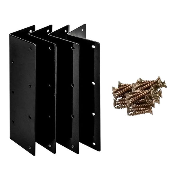 Tool DIY Sturdy Black Metal Corner Garden Bed Brackets 4pc (16cm) &amp; Screws