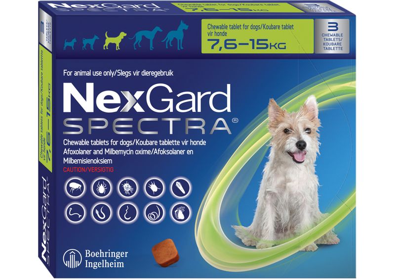 Nexgard Spectra Chewable Tablets for Dogs 7,6-15,0kg - 3 Tablets