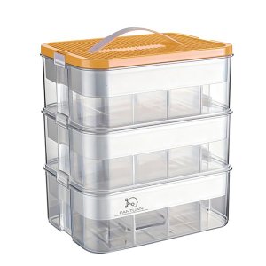 FANTUAN Kids 3-Layer Toy Storage Box Dust-Proof Compartment for Blocks
