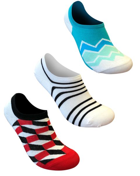 Undeez Stripes and Waves Sneaker Secret Socks 3 pack