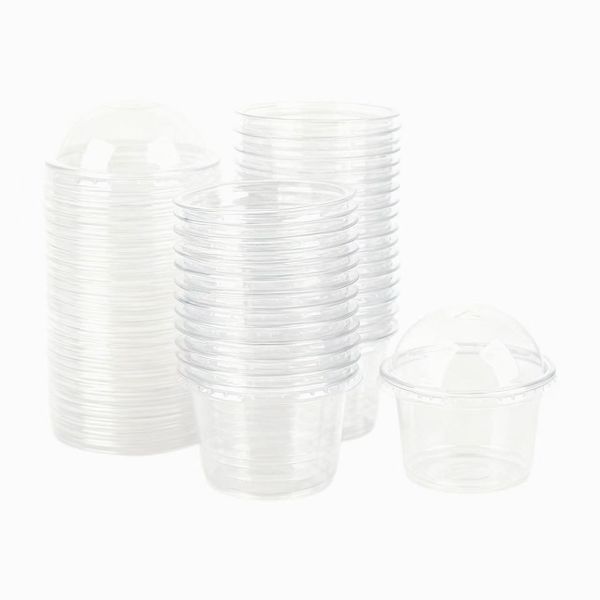 Dessert Cups with Dome Lids With Hole - 300ml - 50 Pack