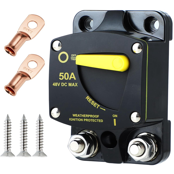 50 Amp Marine Circuit Breaker Resettable 50A 12V - 48V Dc