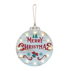 Print for Cozy Holiday Atmosphere-Round Wooden Christmas Lighted Ornament