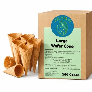 Large Wafer Cones -260 Pack -Bulk Ice Cream Catering Supply,Dessert Service