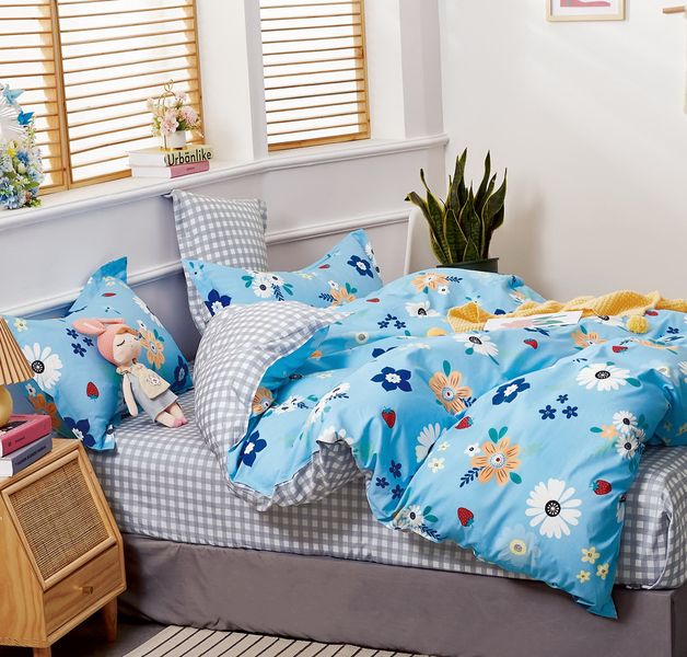 Linen Boutique - Duvet Cover Cotton Set-Botanical Garden-LightSkyBlue