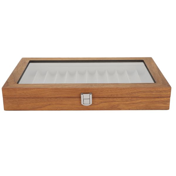 Walnut 12-Pen Display Case Gift Box - Storage Organizer
