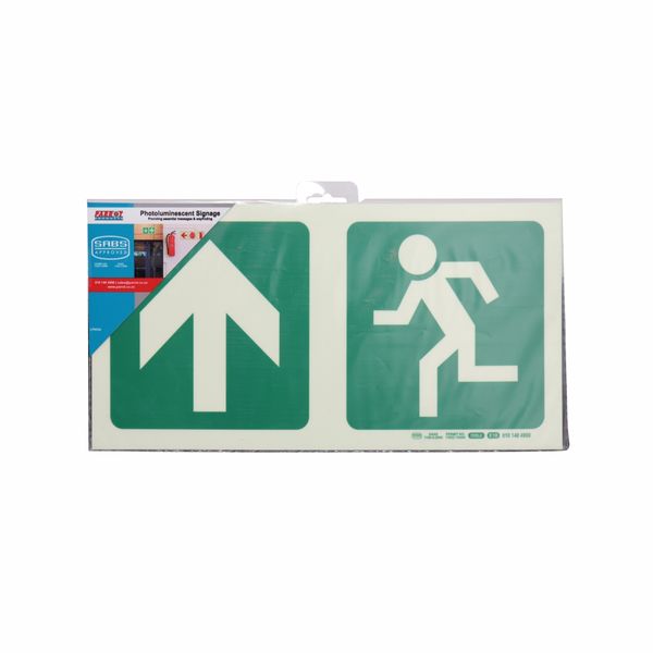 Parrot Photoluminescent Safety Sign-E10 Arrow Up + Running Man(190mm)