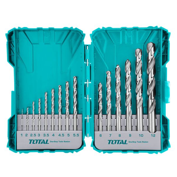 TOTAL 15 Piece HSS M2 Drill Bits Set