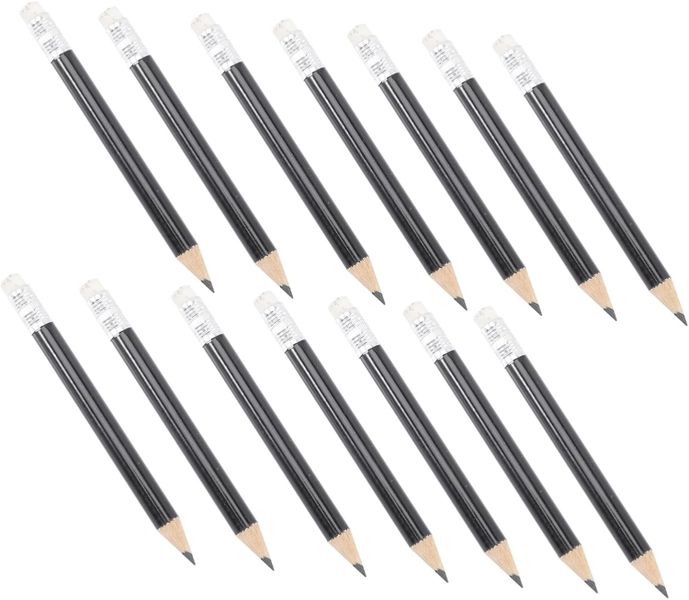 24pcs Mini Black Golf Pencils Eraser Short Writing Pencils for Boys
