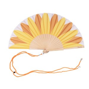 Sunflower Handheld Fan - Wood &amp; Textile