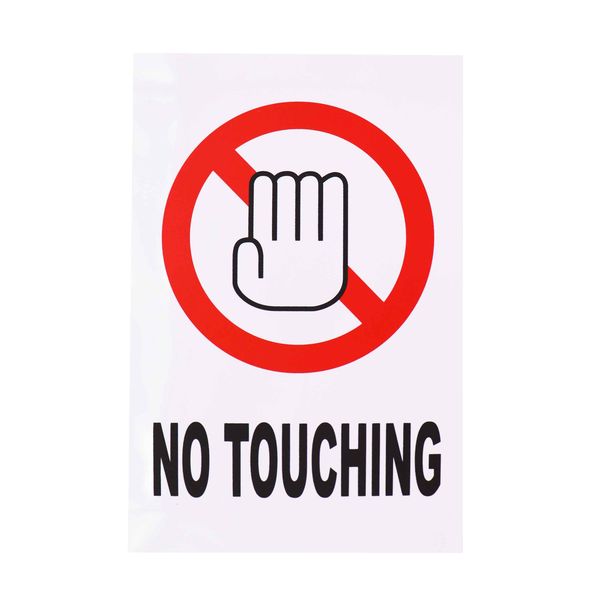 White Perspex "No Touching" Warning Sign (20cm x 30cm)