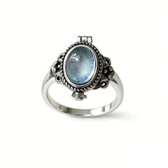 Retro Light Blue Crystal Ring - One Size Fits All