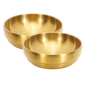 7.3In Gold Large Stainless Steel Soup Bowl, 35OZ 2Piece