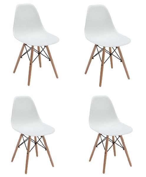 4 x Wooden Leg White Cafe Chair