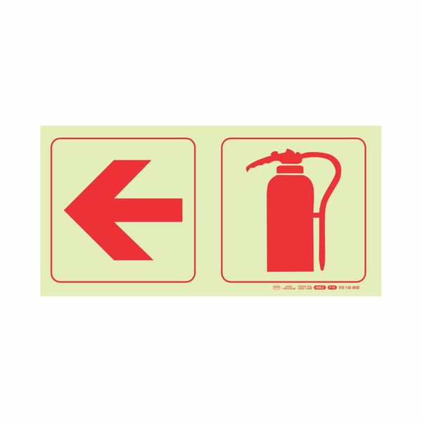 Parrot Photolum Safety Sign 190mm - F16 Arrow Left + Fire Extinguisher