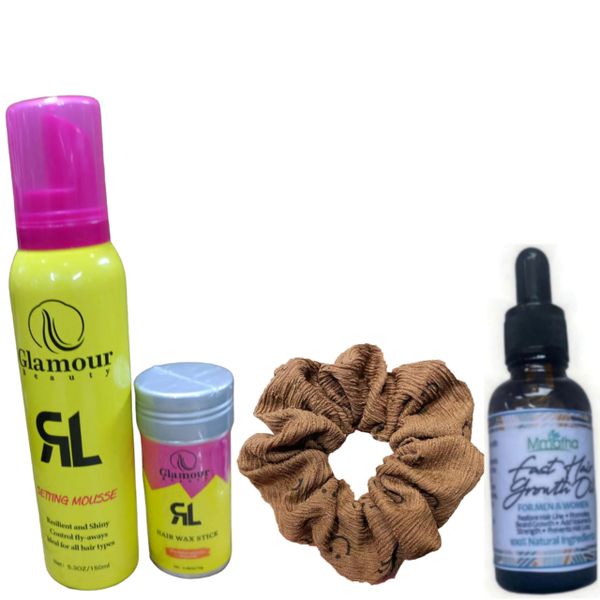 Glamour Hair Wax Stick &amp; Mousse &amp; Mmafha Hair Oil &amp; Hair Scrunchie