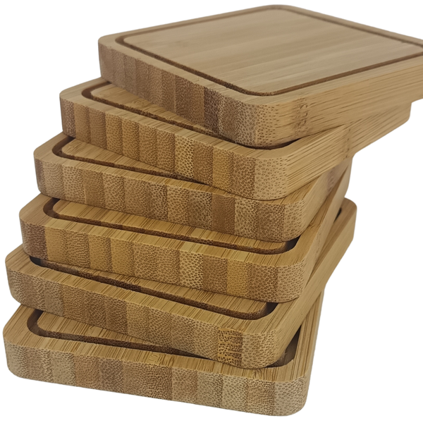 Made in SA - Bamboo Coasters Square 90mm x 90mm x 12mm