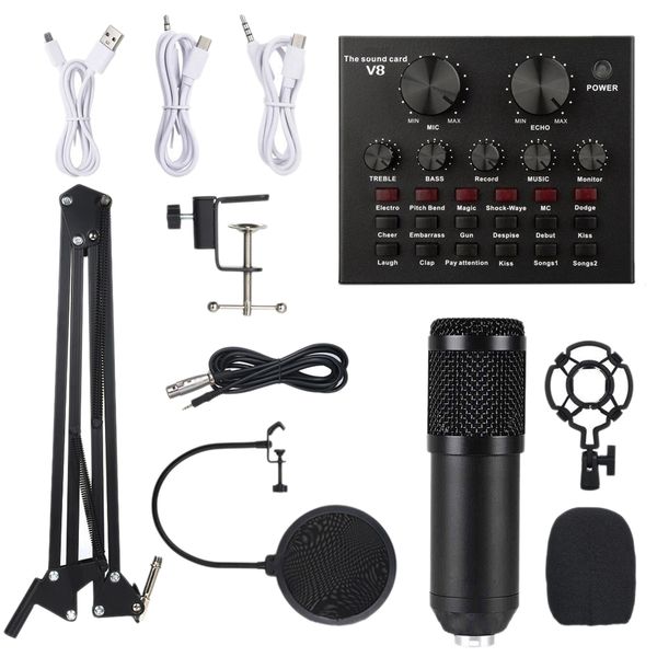 M800 Pro Condenser Microphone Kit with V8 Sound Card Silver