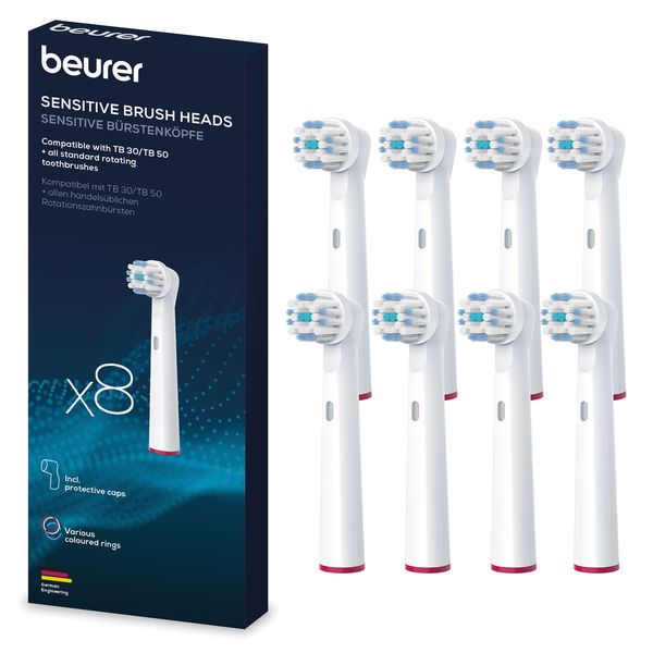 Beurer Toothbrush Heads SENSITIVEx8 TB, Oral B, Rotating Brushes Compatible