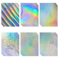 24Sheets Holographic Cardstock 8 5X11In Shiny Iridescent Mirror Paper