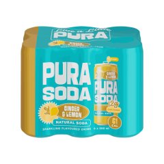 PURA Soda Ginger &amp; Lemon 6 x 300ml