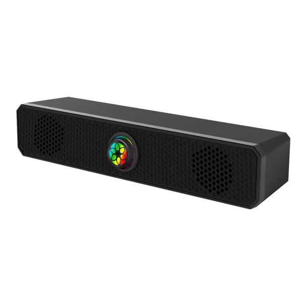 Bluetooth Stereo Bar Speaker HiFi Stereo, RGB Light, AUX &amp; USB Input - Black