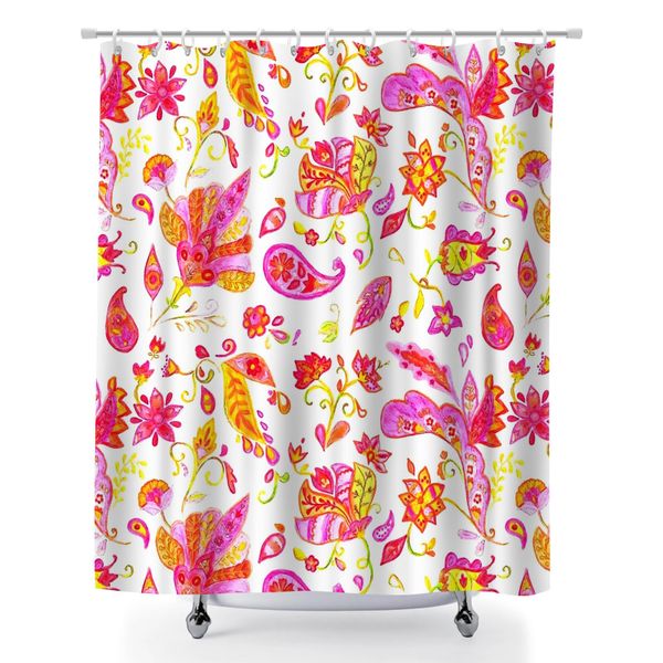 Tropical Print Polyester Fabric Bath Curtains, 180x180cm Shower Curtain