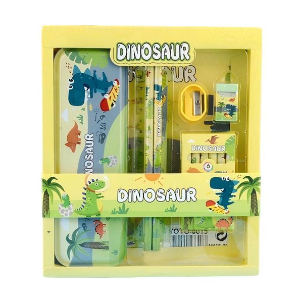 6 Piece Dinosaur Stationery Set - Complete School Supplies Kit for Kids