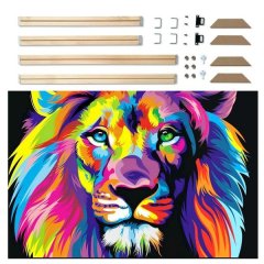 Canvas and DIY Frame Kit: Modern Abstract Paint - Colourful Lion