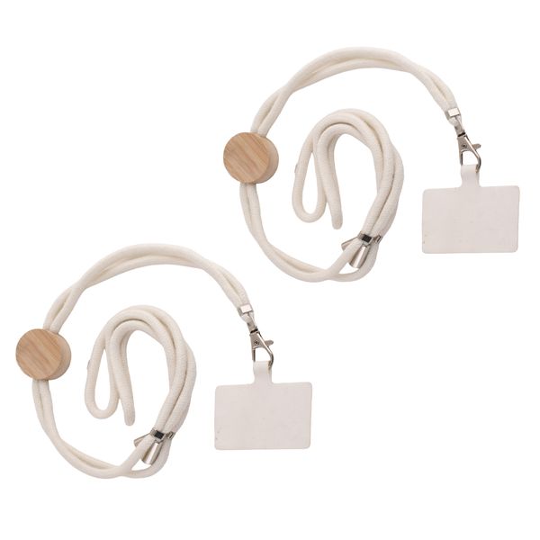 2 Pack Bamboo Disc Cotton Cell phone adjustable Lanyard.