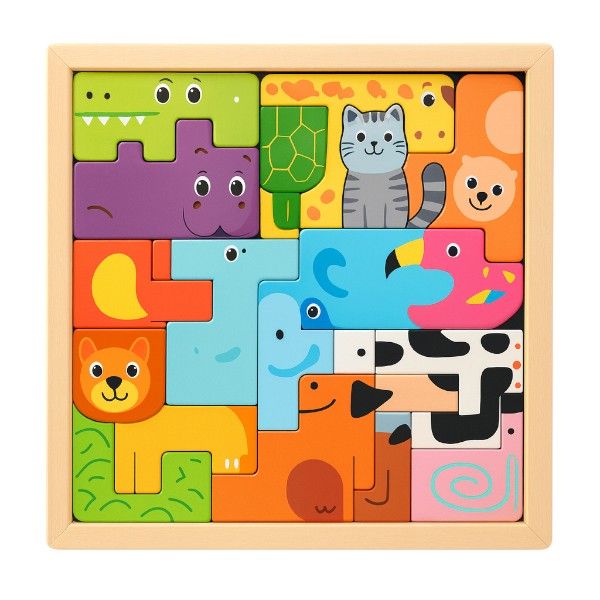 Montessori Wooden Tetris Animal Puzzle - Multi-Colour