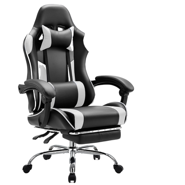 Computer Video Game Desk Chair-Ergonomic Comfy Lumbar Support with Footrest