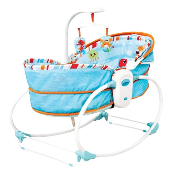 5-in-1 Rocking Bounce Chair with Removable Bassinet and Melody - Sky Blue